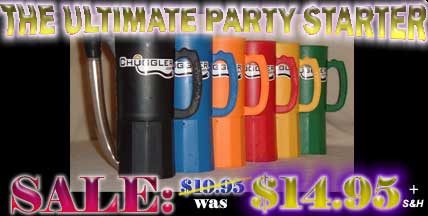 The Chuggler Mug - The World's Best Selling Party Funnel. 30oz in 1.75 Seconds - You can drink it like a regular mug or funnel it all away! Click here to visit Chuggler.Com!